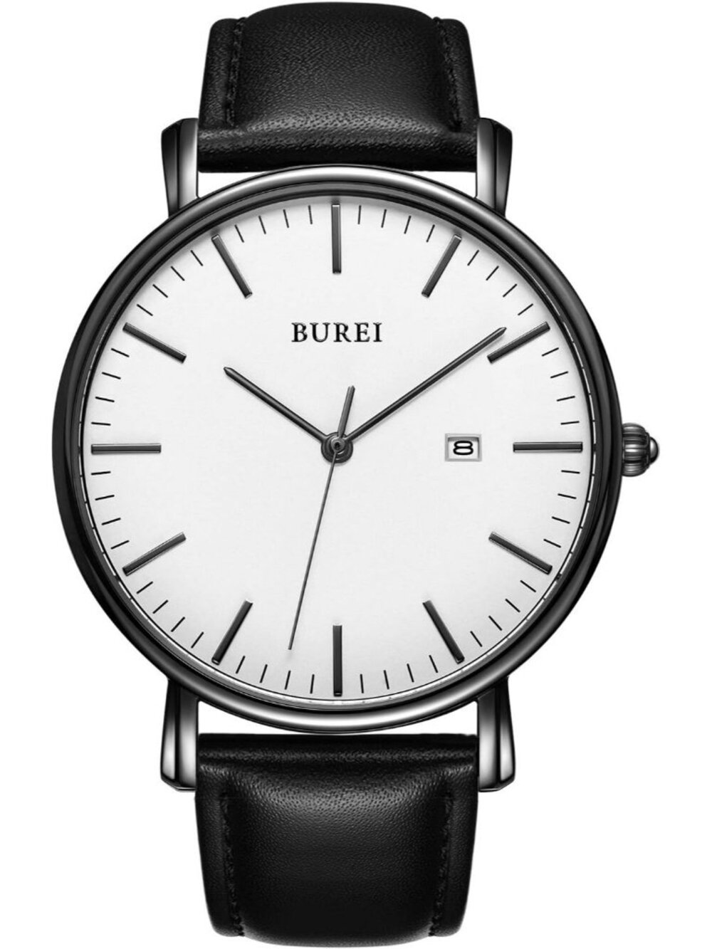 Men's White And Black Band Strap Minimalist Analog Quartz Waterproof Wrist Watch